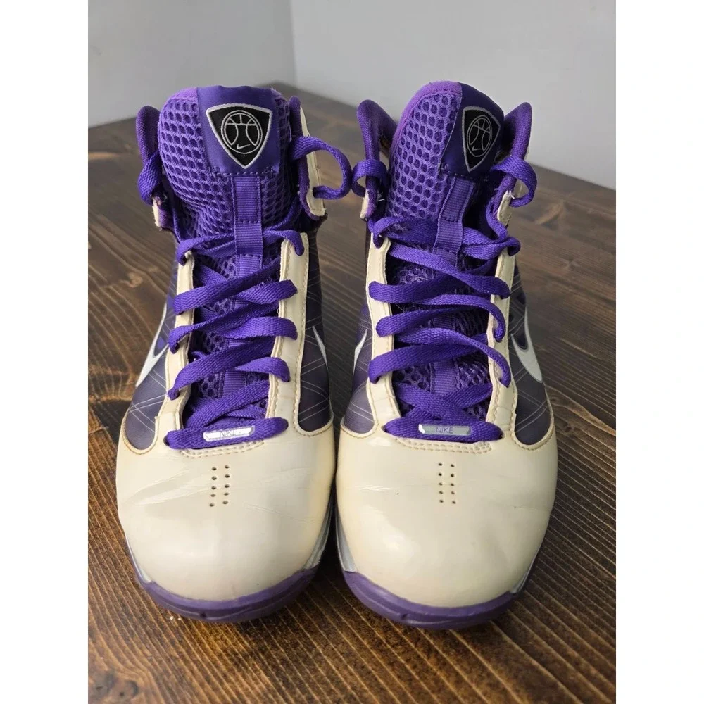Nike Flywire Hyperize Youth Basketball Sneakers Size 6 White Purple‎ Shoes